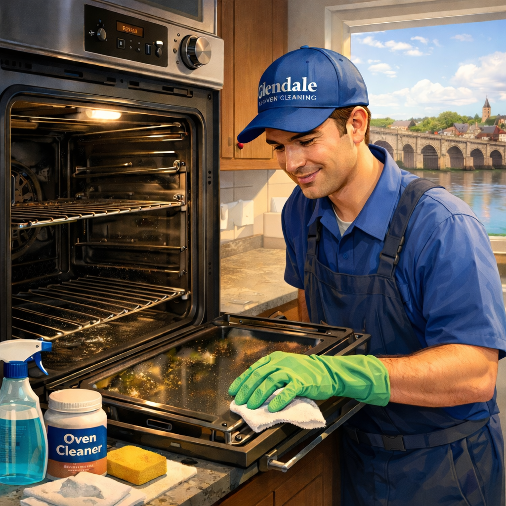 A domestic oven before and after professional cleaning
